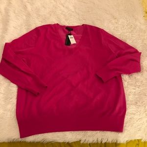 NWT Banana Republic Pink V-neck Cotton Sweater